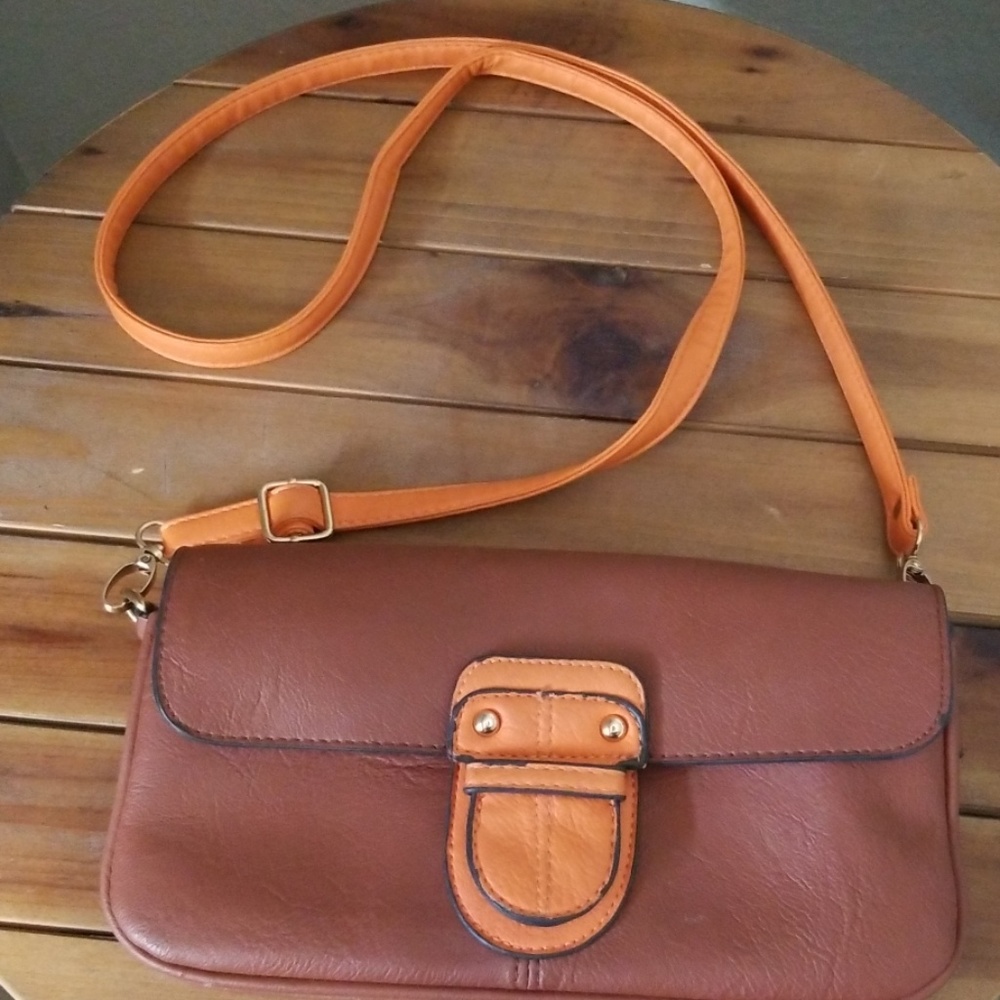 Brown and orange purse